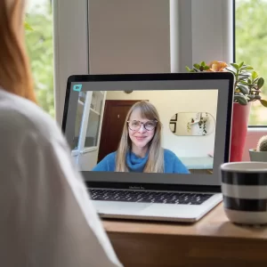 Photo of a patient in a virtual appointment with Dr. Nyrose